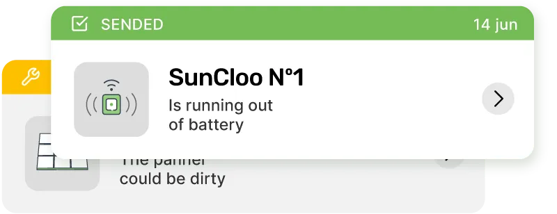 Alerts component in SunCloo mobile app