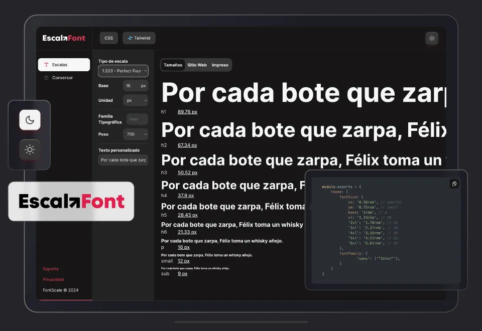 Vista previa de app web Escalafont