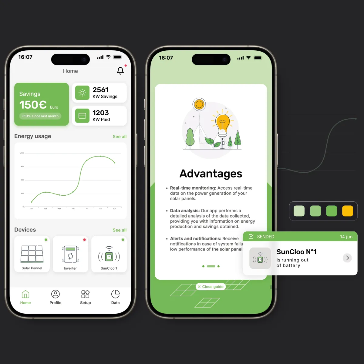 Vista previa del proyecto UX/UI design for an energy saving app with solar panels